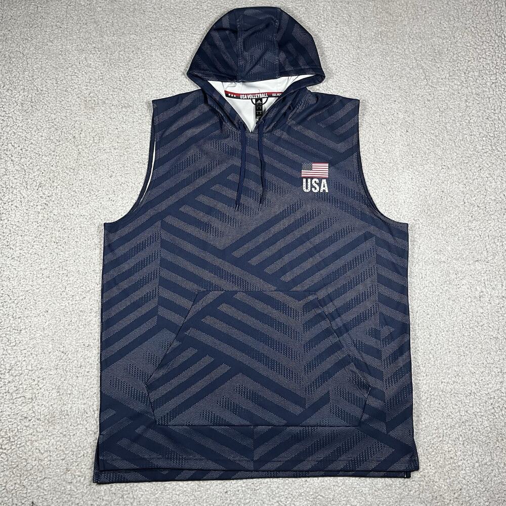 Team USA Hoodie Mens XL Adidas Sweatshirt Sleeveless Volleyball Olympics